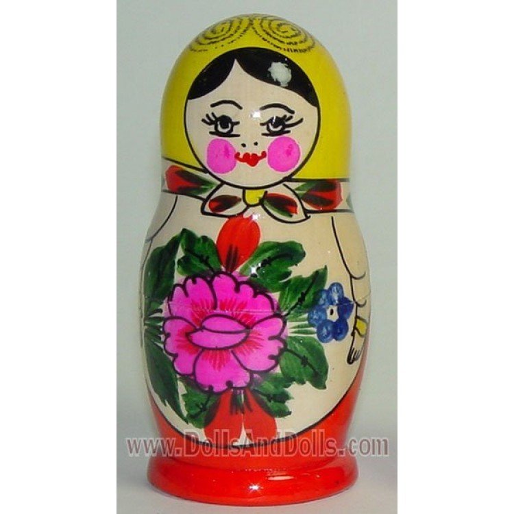 Matrioska muñeca rusa - Amarillo con flor