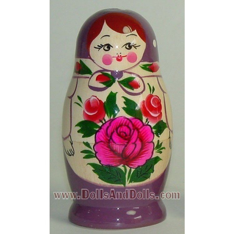 Matrioska muñeca rusa - Morado con flor