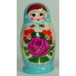 Matrioska muñeca rusa - Azul celeste con flor