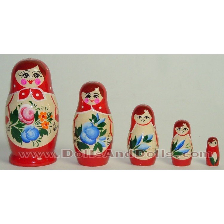Matryoshka Russian doll - Red with flower