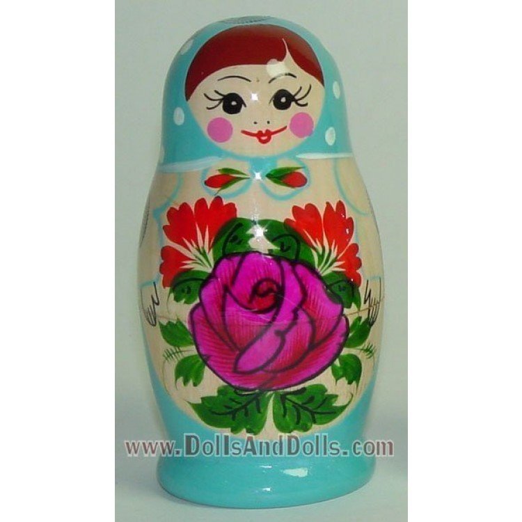 Matryoshka Russian doll - Light blue with flower