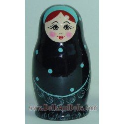 Matryoshka Russian doll - Black with polka dots