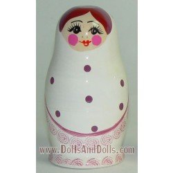 Matryoshka Russian doll - White with polka dots